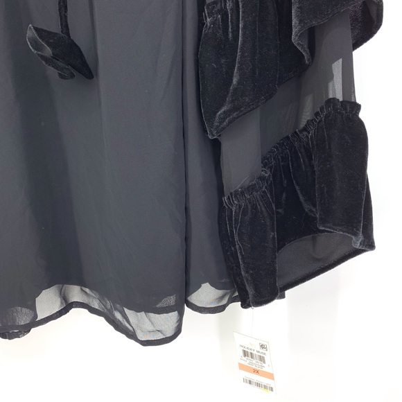 🍭Style & Co Plus Size Velvet Trimmed Blouse Sheer - Picture 4 of 5